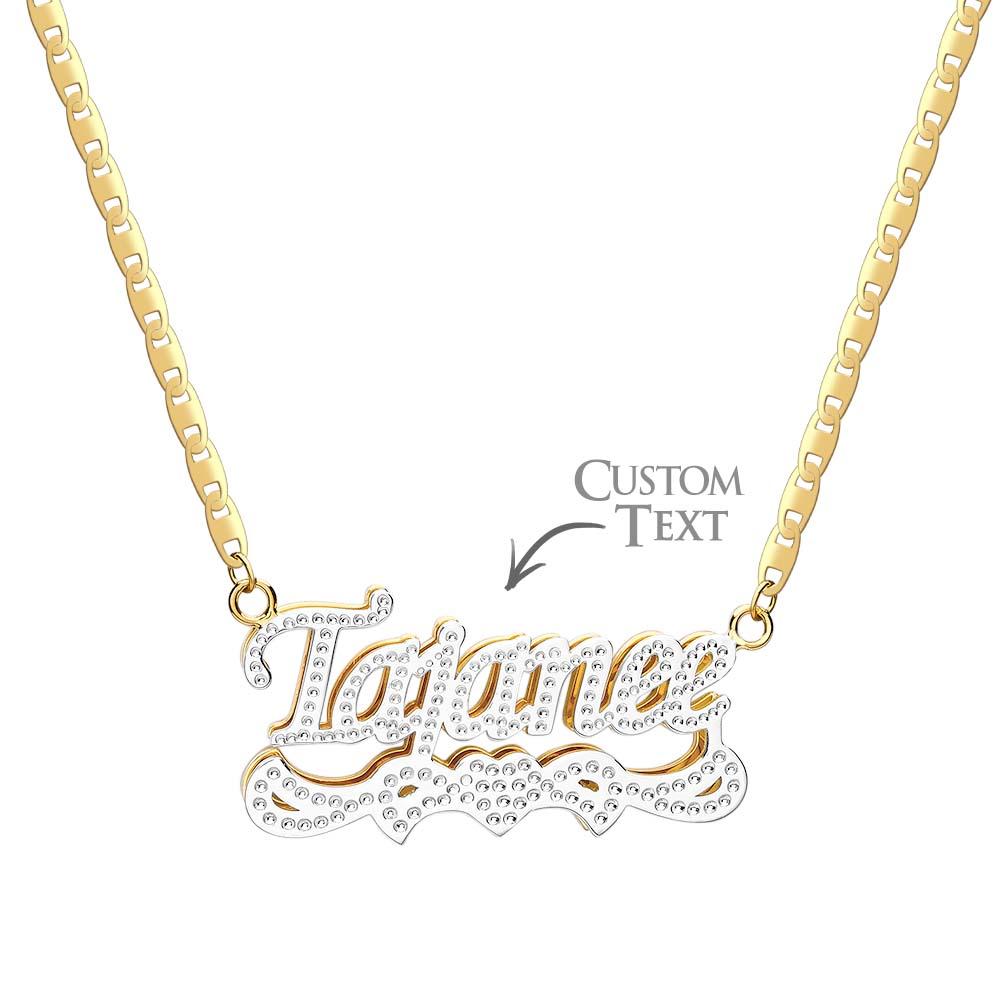 Personalized Name Necklace Bling Metal Heart Decor Necklace Gifts for Men - soufeelau