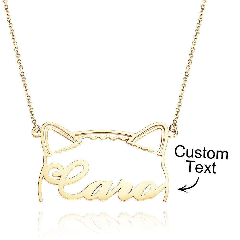 Custom Pet Silhouette Name Necklace Cute Dog Cat Modeling Jewelry Gift for Pet Lover - soufeelau