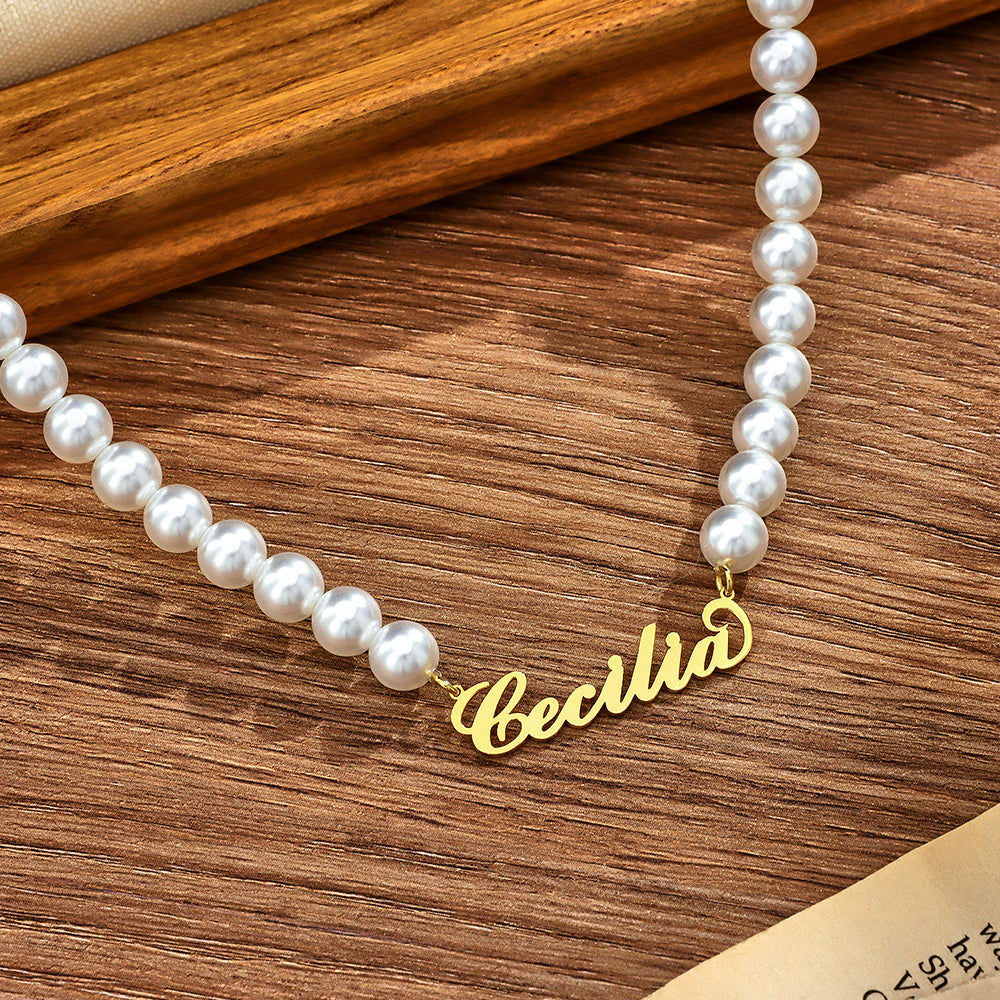 Custom Name Necklace Pearl Classic Romantic Gift - soufeelau