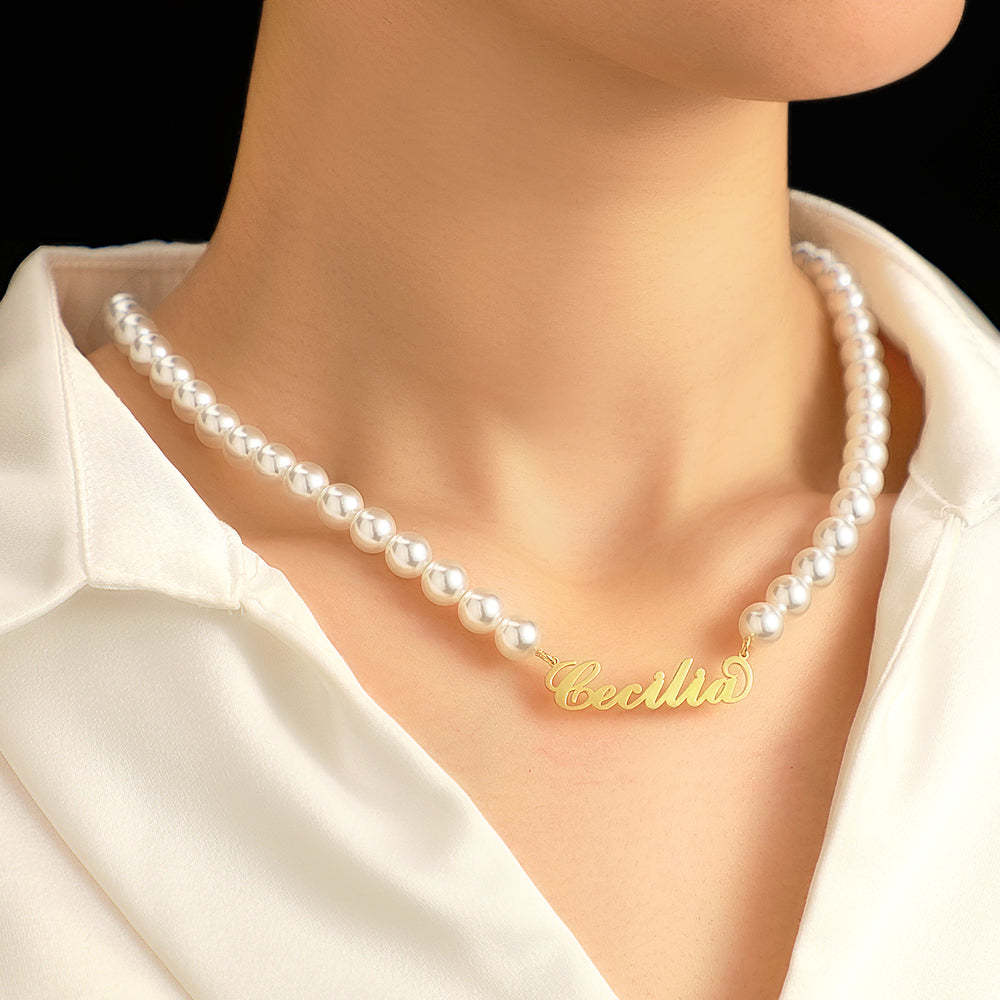 Custom Name Necklace Pearl Classic Romantic Gift - soufeelau