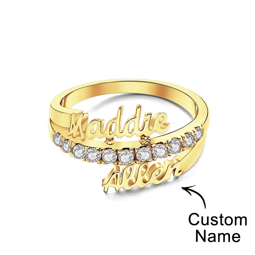 Custom Two Names Ring Personalized Gift For Mom Best Friend Gift Stackable Ring - soufeelau