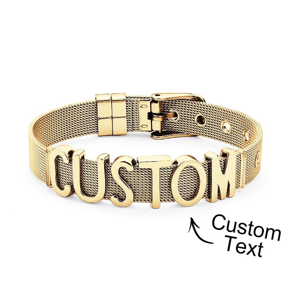 Men Wristband Custom Punk Jewelry Wide Nylon Band Bracelet DIY Custom 1-8 Initial Letter Charm - soufeelau