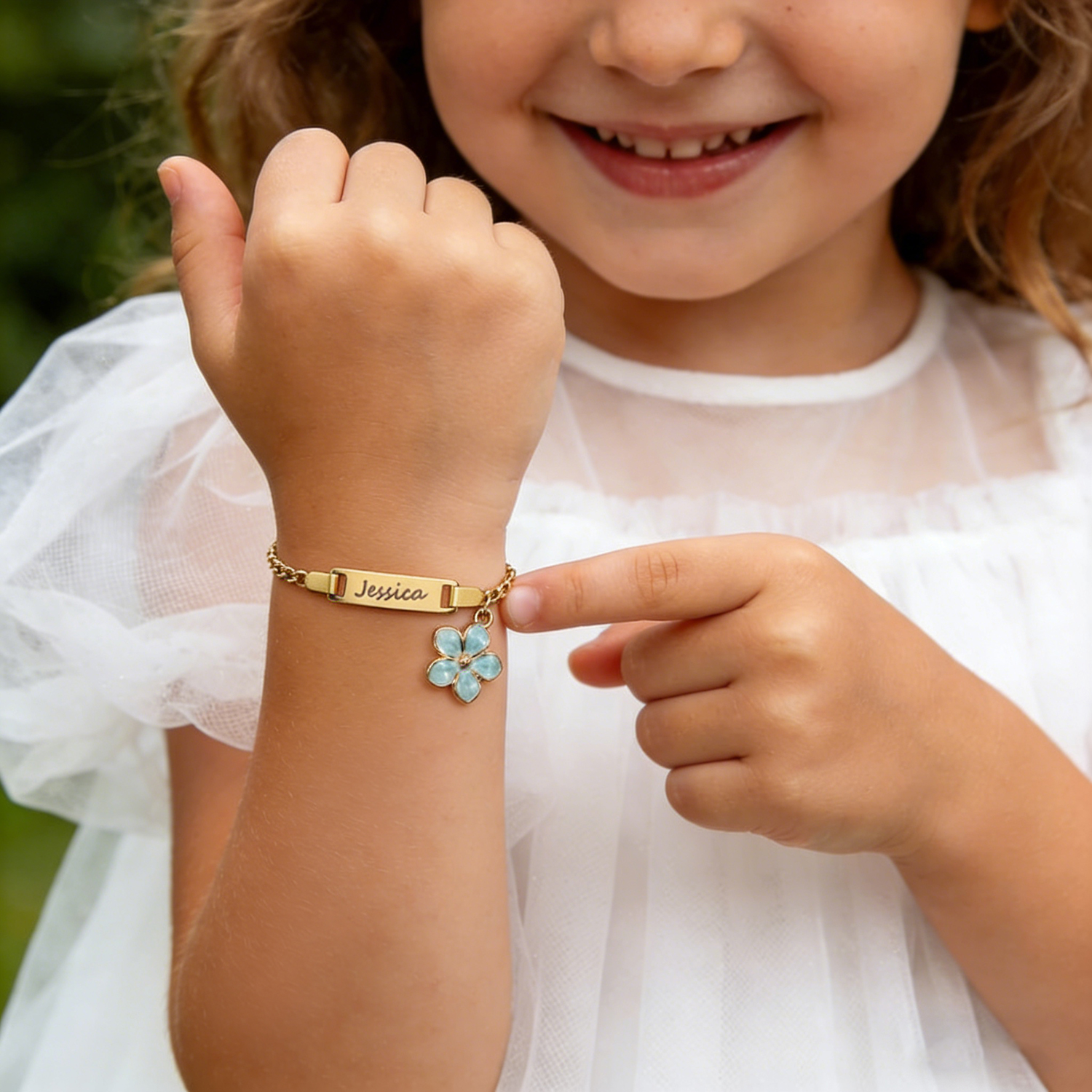 Custom Name Child Bracelets Chain Link Adjustable Personalized Daisy Flower Charms Gift For Girls - soufeelau