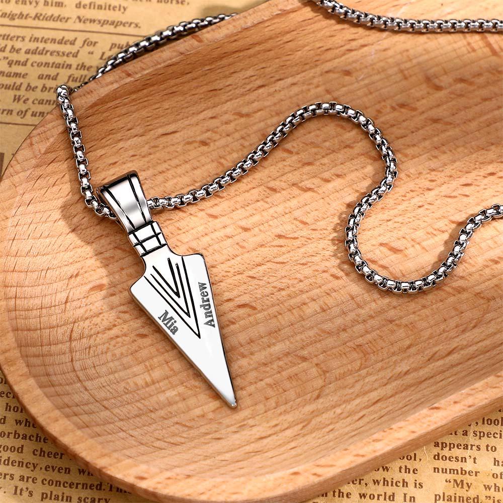 Custom Name Necklace Spear Point Fashion Gift for Men - soufeelau