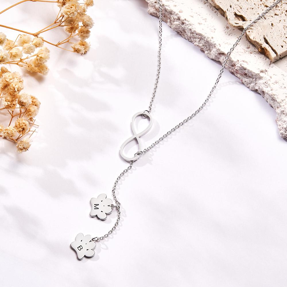 Personalized Letter Paw Print Necklace Initials Necklace for Pet Lover - soufeelau