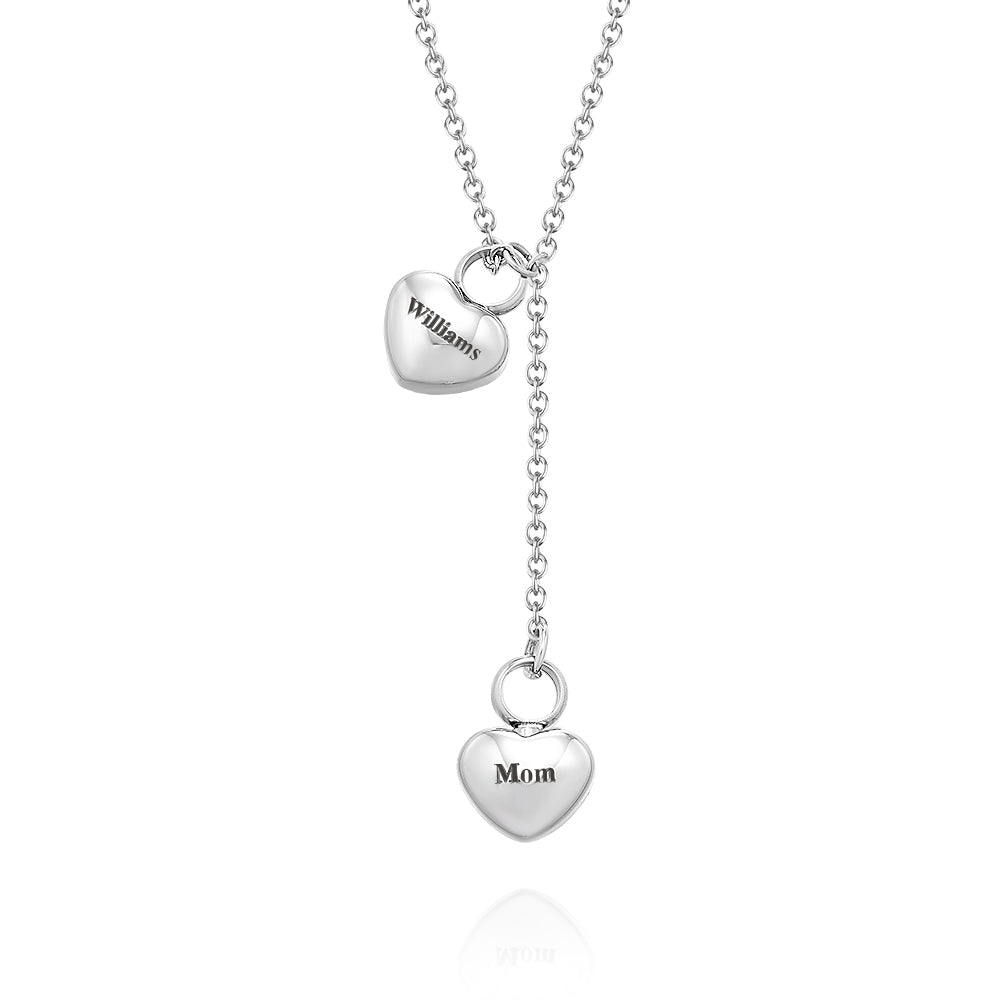 Personalized Double Heart Ashes Urn Pendant Necklace with Name Jewelry Keepsake Memorial Gift for Her - soufeelau