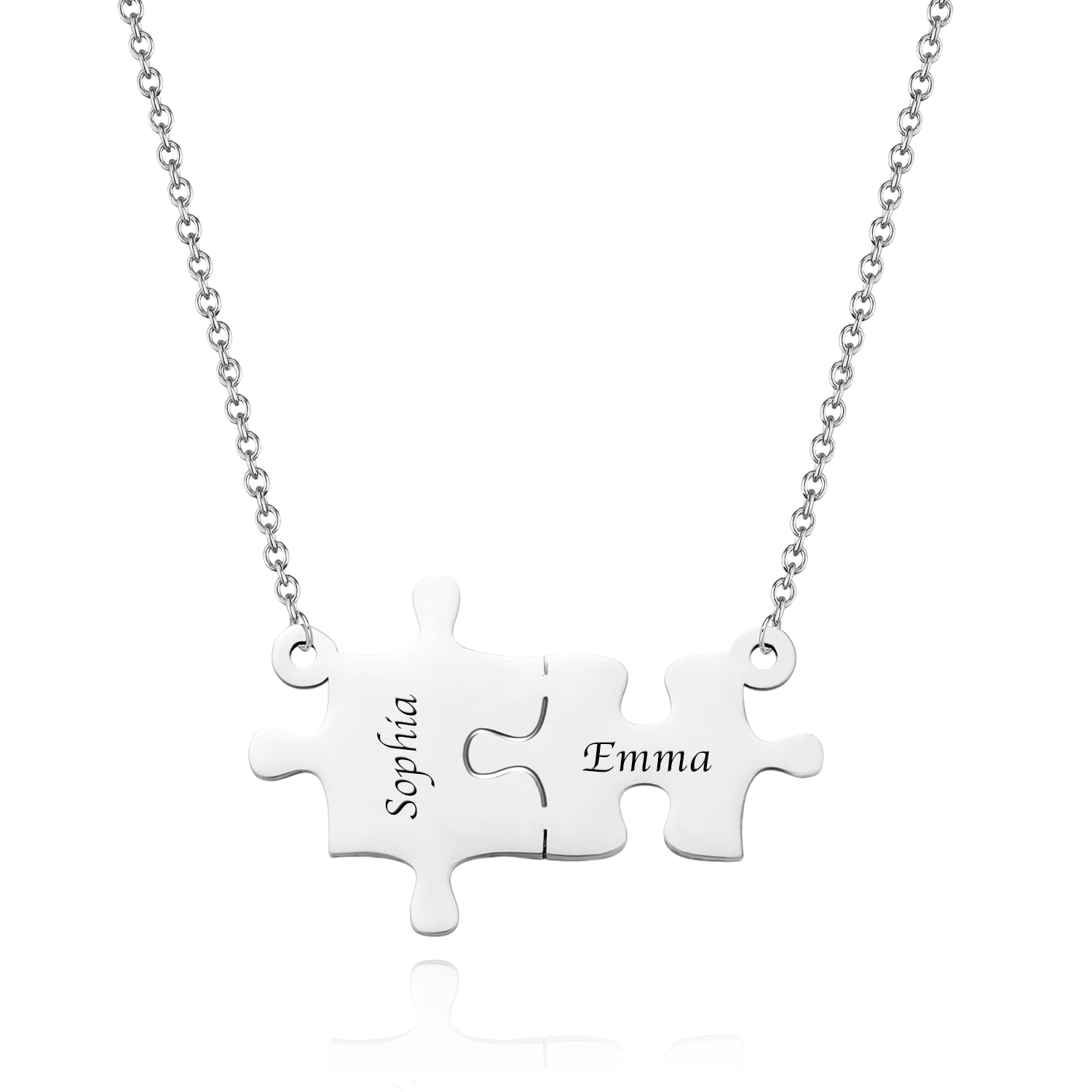 Custom Puzzles Necklace Engraved Name Necklace Kid Mom Matching Necklace Gift for Women Mother's Day Gift - soufeelau
