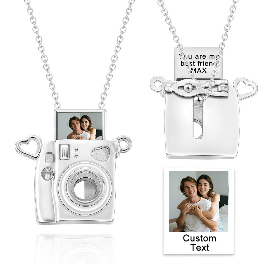 Custom Photo Engraved Camera Necklace Pendant Necklace Creative Gift for Her Couple gifts - soufeelau
