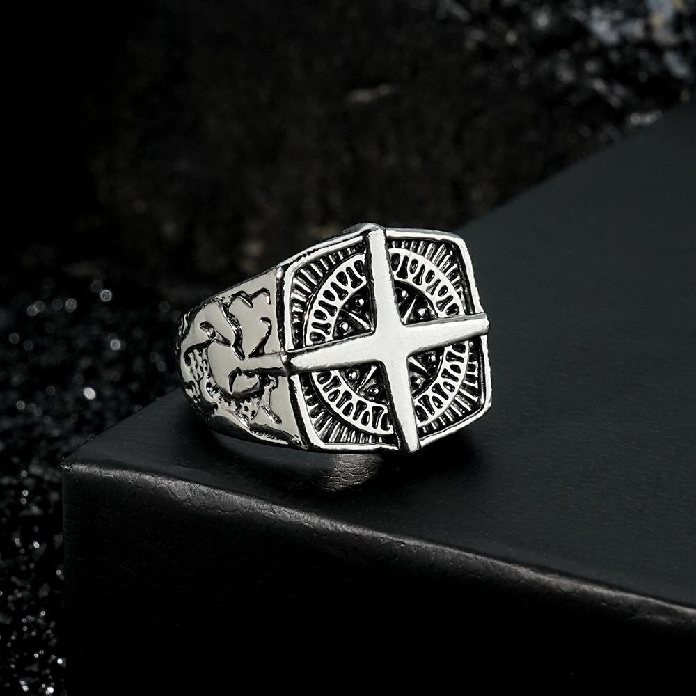 Custom Engraved Rings Men's Punk Rings North Star Rings Gift For Him - soufeelau