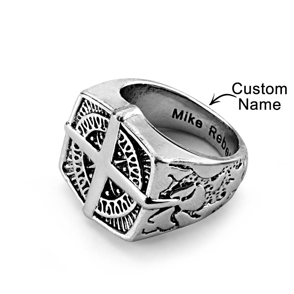 Custom Engraved Rings Men's Punk Rings North Star Rings Gift For Him - soufeelau