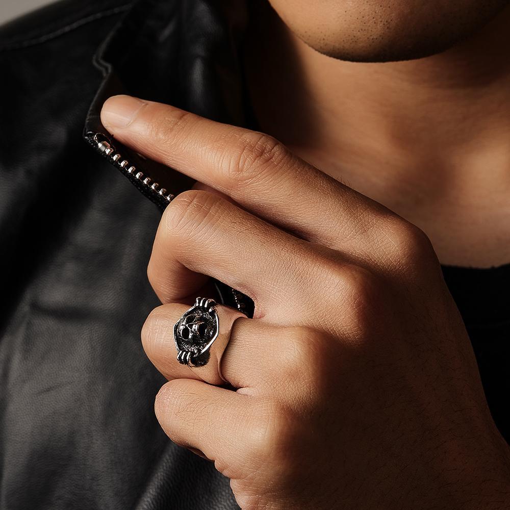 Custom Engraved Rings Men's Punk Rings Skeleton Rings Gift For Him - soufeelau