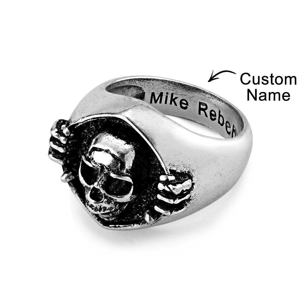 Custom Engraved Rings Men's Punk Rings Skeleton Rings Gift For Him - soufeelau