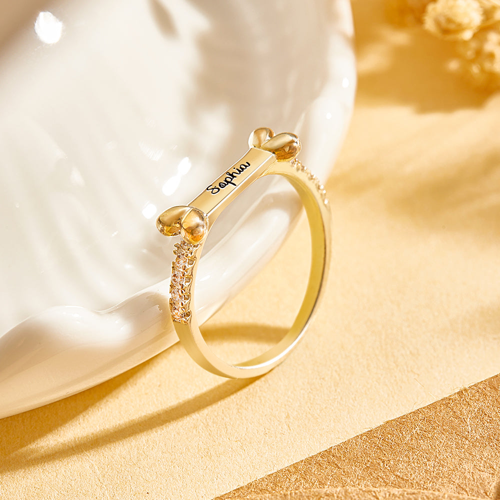 Personalized Cute Pet Ring with Engraved Name Birthday Gift for Cat Dog Pet Lover - soufeelau