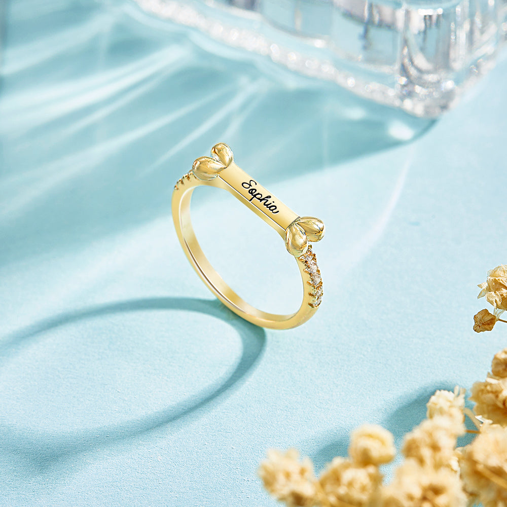 Personalized Cute Pet Ring with Engraved Name Birthday Gift for Cat Dog Pet Lover - soufeelau