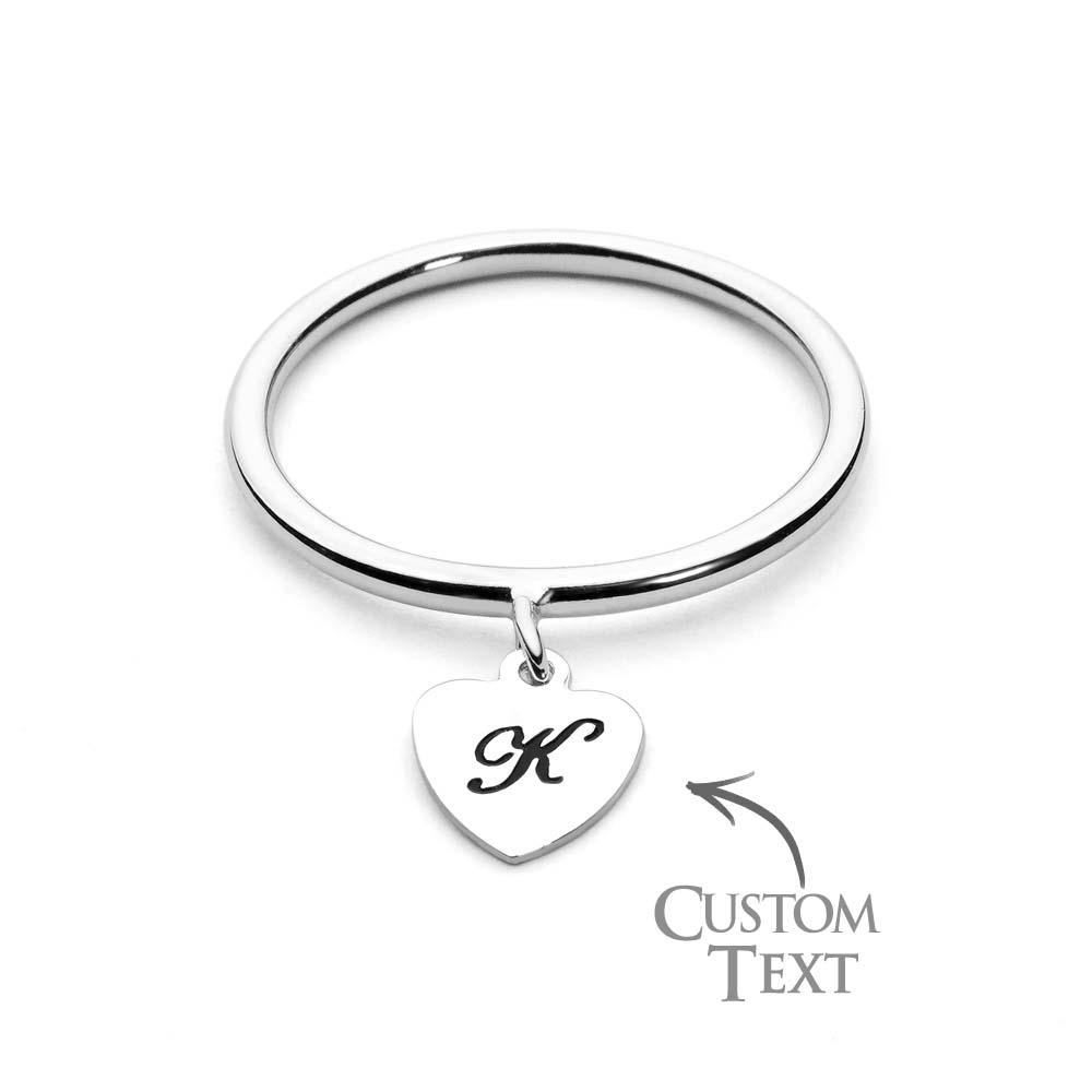 Dangle Initial Heart Ring Dainty Name Ring Gift for Her Personalized Jewelry Christmas Gift - soufeelau