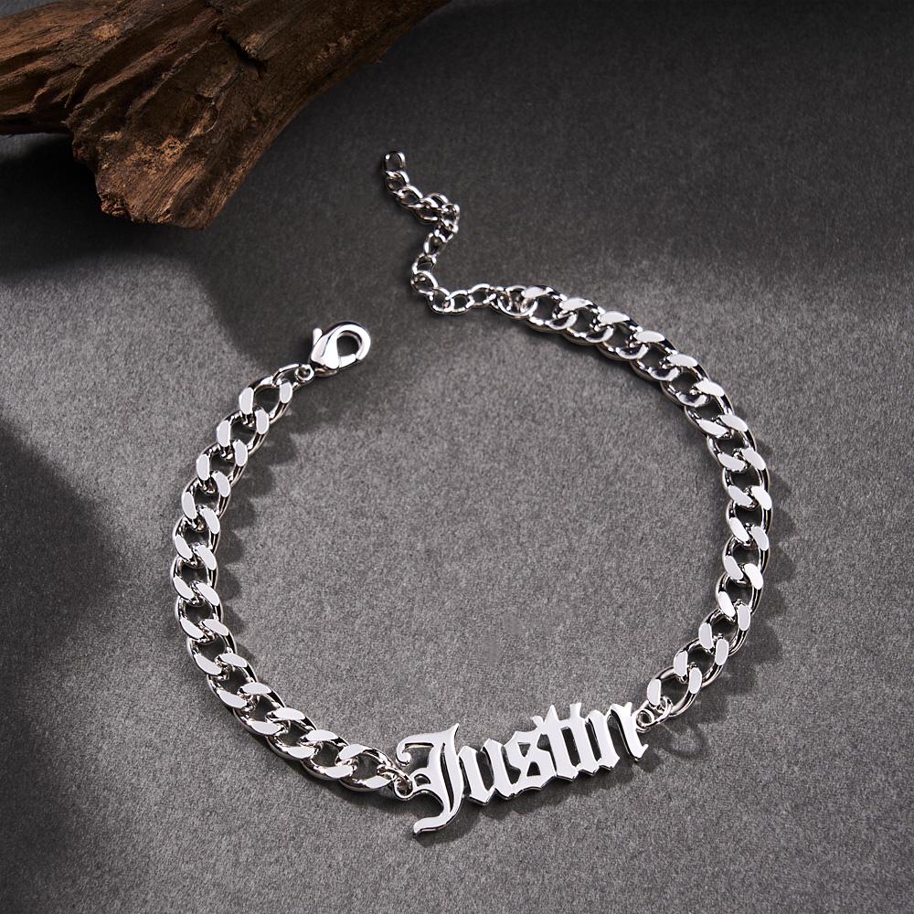 Custom Name Men's Stainless Steel Curb Chain Cuban Bracelet - soufeelau