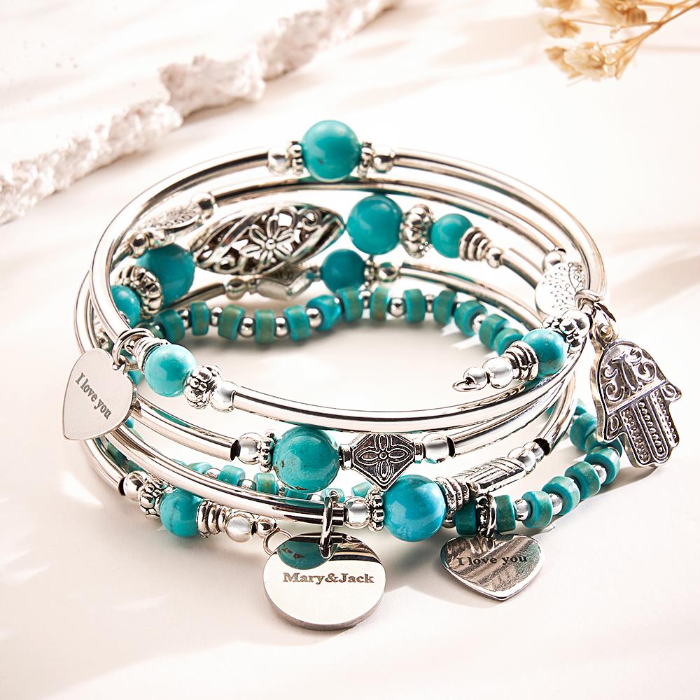 Custom Name Bracelet Bohemia Style Mash Up Gift for Her - soufeelau