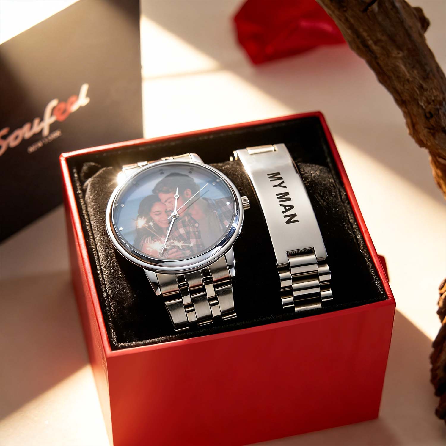 Custom Photo Watch & Bracelet Gift Box Personalized Men's Bracelet Best Christmas Gift For Boyfriend/Husband/Father/Son - soufeelau
