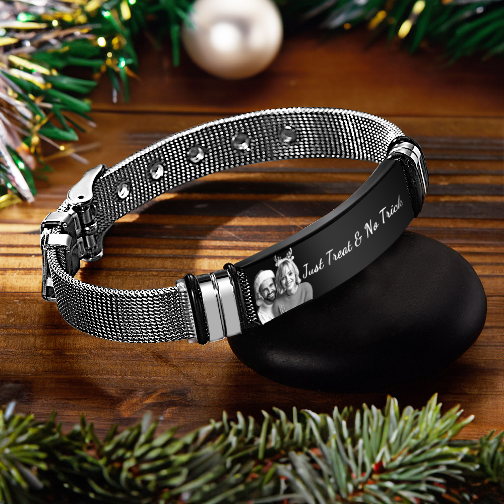Custom Photo And Engraved Stainless Steel Bracelet Best Gift for Christmas Day - soufeelau