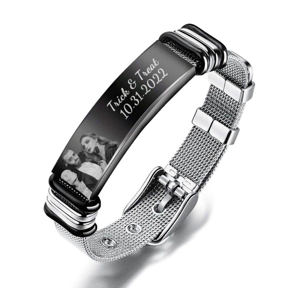 Custom Men's Stainless Steel Bracelet Christmas Gift For Personalizing Your Special Date Christmas Gift - soufeelau