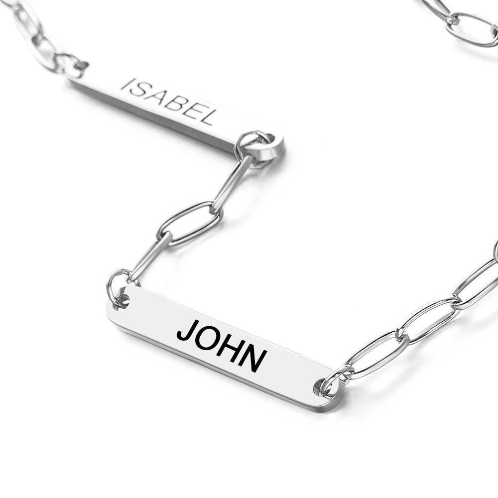 Custom Mini Name Bar Bracelet Minimalist Engraved Charm Bracelet with a Dainty Paperclip Chain New Mom Gift - soufeelau