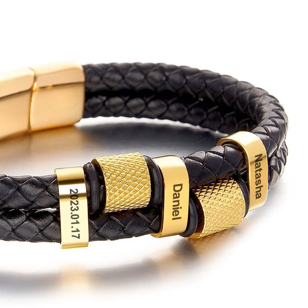 Stainless Steel Cross Men's Multilayer Leather Bracelet Stainless Steel Braided Leather Great Gift for Him - soufeelau