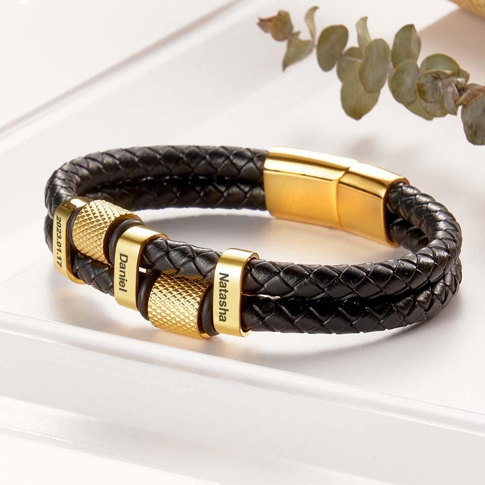 Stainless Steel Cross Men's Multilayer Leather Bracelet Stainless Steel Braided Leather Great Gift for Him - soufeelau