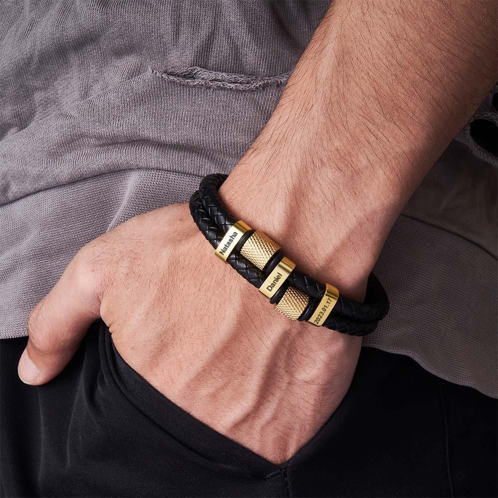 Stainless Steel Cross Men's Multilayer Leather Bracelet Stainless Steel Braided Leather Great Gift for Him - soufeelau