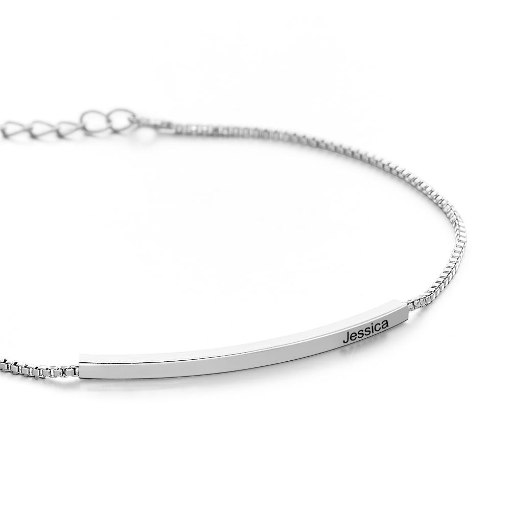 Personalized Bar Bracelet for Women in Message Curved Skinny Bar Personalised Bracelet Minimalist Gift for Her - soufeelau