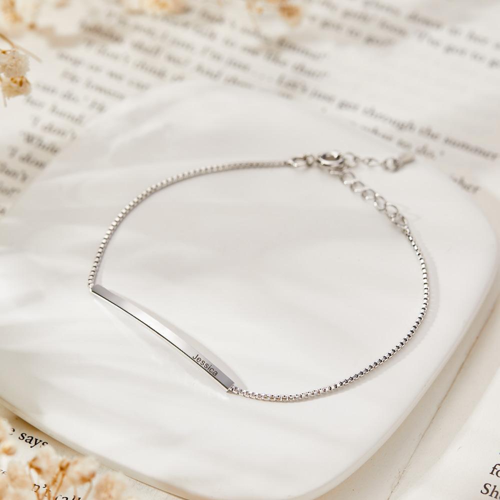 Personalized Bar Bracelet for Women in Message Curved Skinny Bar Personalised Bracelet Minimalist Gift for Her - soufeelau