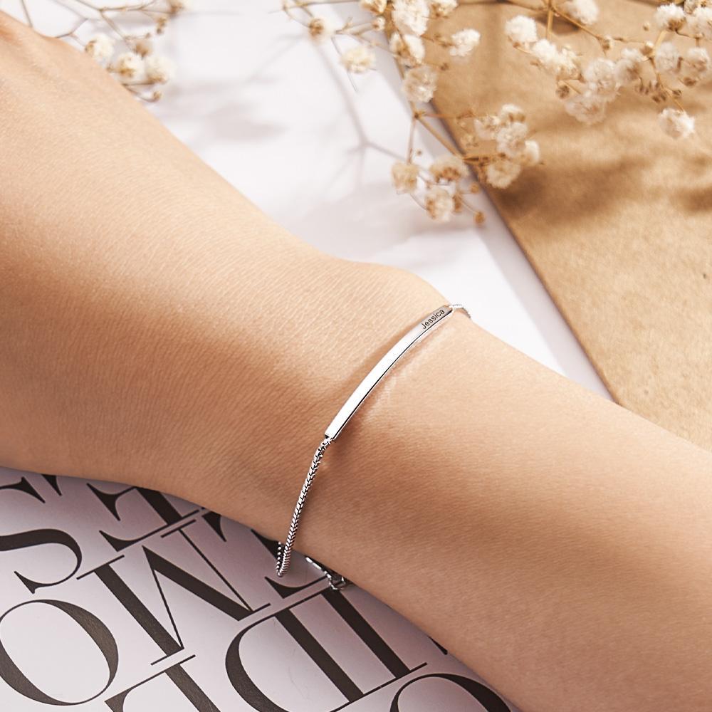 Personalized Bar Bracelet for Women in Message Curved Skinny Bar Personalised Bracelet Minimalist Gift for Her - soufeelau