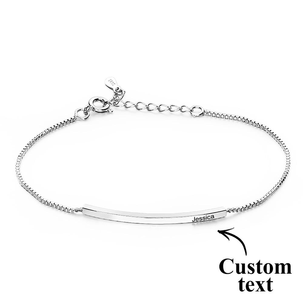 Personalized Bar Bracelet for Women in Message Curved Skinny Bar Personalised Bracelet Minimalist Gift for Her - soufeelau