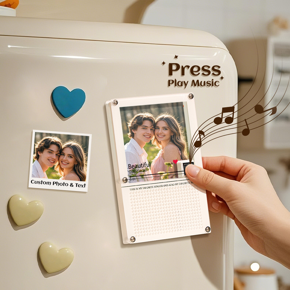 Customized Music Fridge Magnet Personalized Photo Fridge Magnet Can Play Songs and Adjust Volume Valentine`s Day Gifts - soufeelau