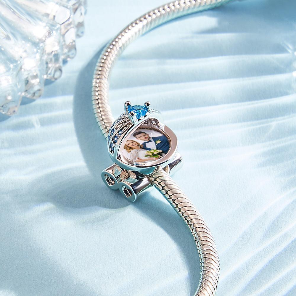 Baby Blue Pram Photo Charm Bead Gift for New Mom Celebrates the Birth of Your Child - soufeelau