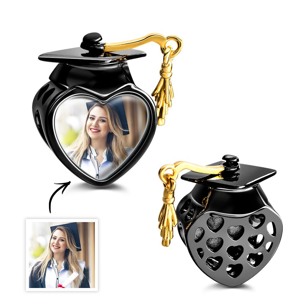 Academic Cap Photo Charm Bead Best Graduation Gift Fit All Major Brands of Bracelets Necklaces - soufeelau