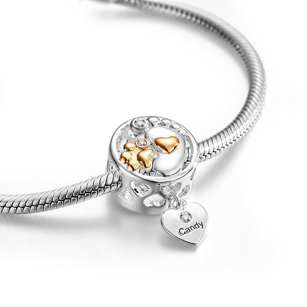 Footprint Pet Paw Love Engravable Photo Charm Meaningful Addition to Your Bracelet - soufeelau