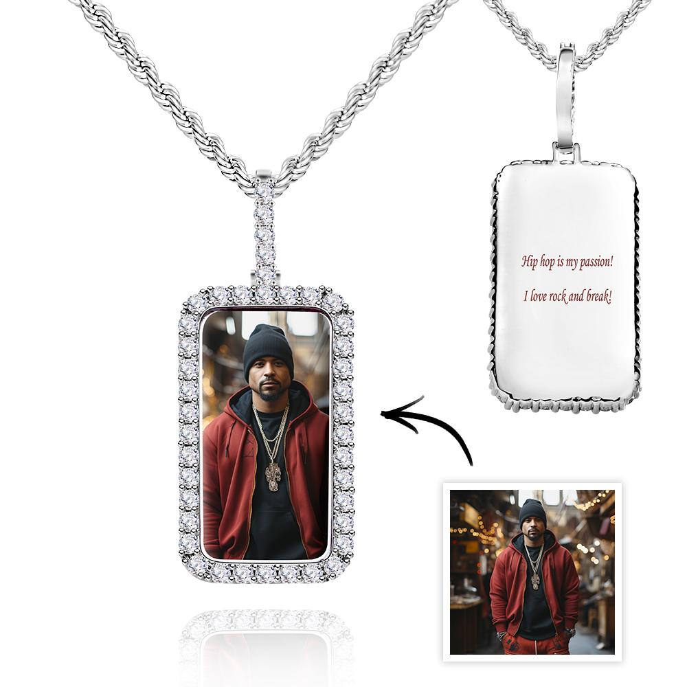 Personalized Photo Hip Hop Necklace Trendy Square Zircon Necklace For Him - soufeelau