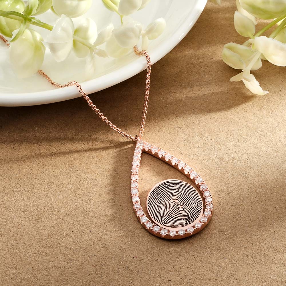 Custom Fingerprint Necklace Personalized Fingerprint Jewelry Memorial Gifts - soufeelau