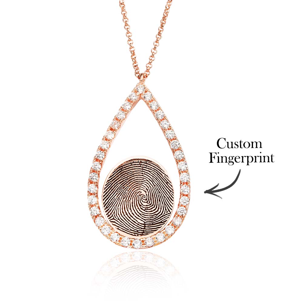 Custom Fingerprint Necklace Personalized Fingerprint Jewelry Memorial Gifts - soufeelau
