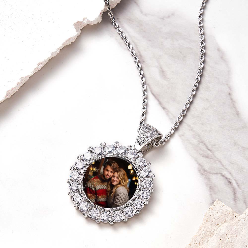 Hip Hop Photo Necklace Exaggerate Iced Out Pendant Jewelry Gifts For Men - soufeelau