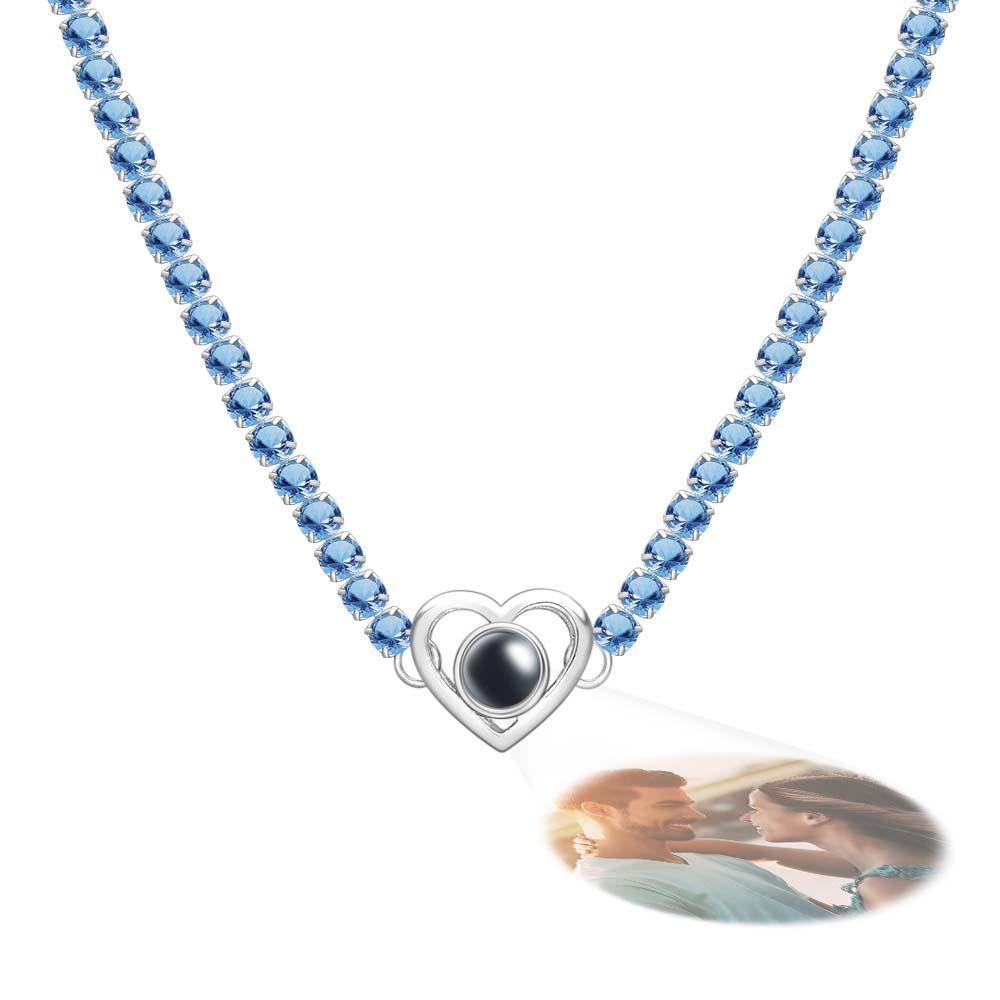 Custom Projection Necklace Tennis Chain Heart Gift for Her - soufeelau