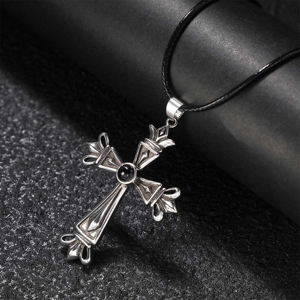 Custom Projection Photo Necklace Creative Cross Gift for Men - soufeelau