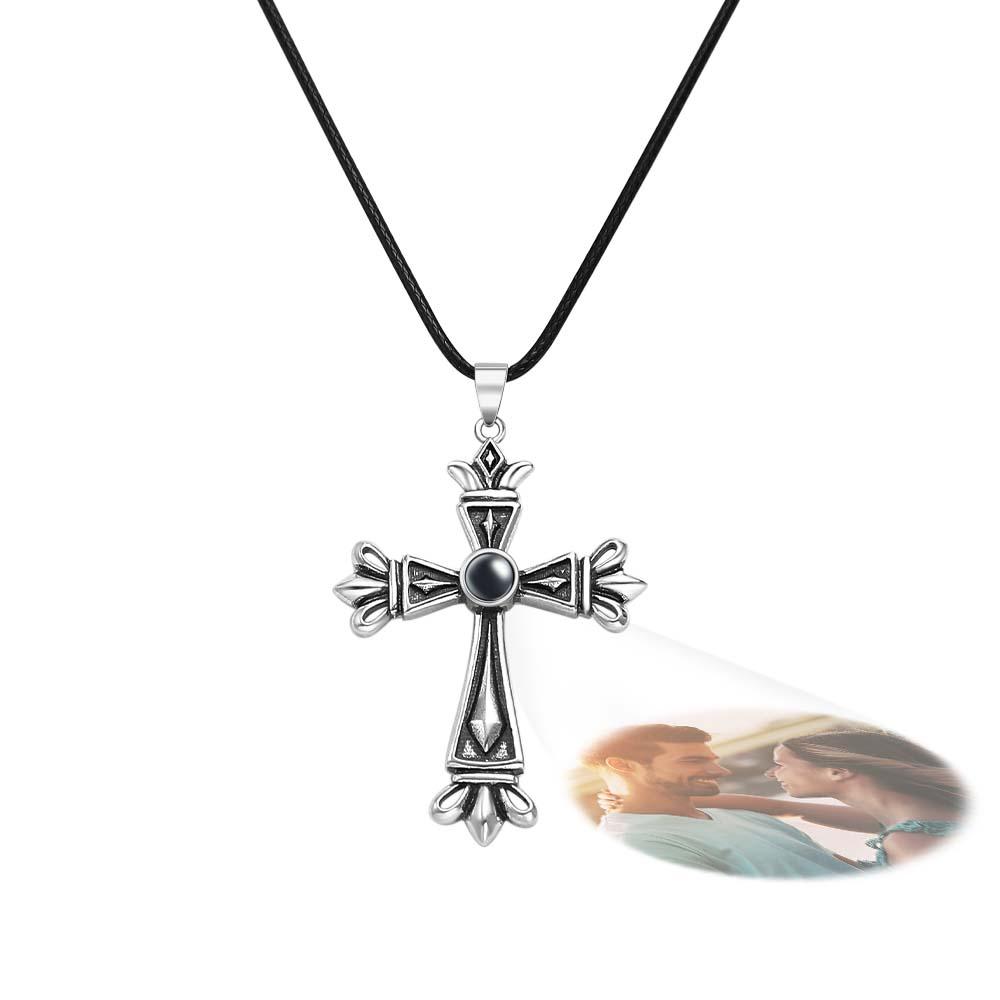Custom Projection Photo Necklace Creative Cross Gift for Men - soufeelau