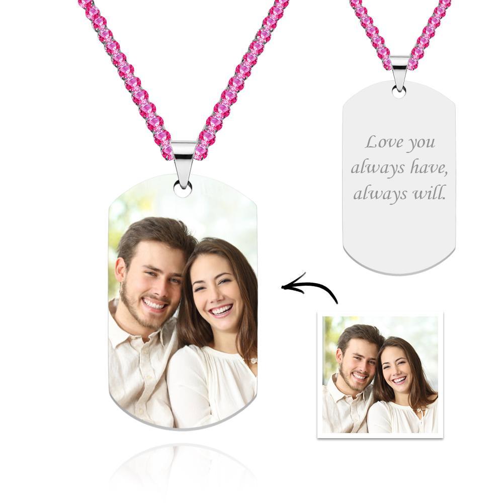 Men's Photo Tag Necklace With Engraving Tennis Chain Gifts For Him - soufeelau