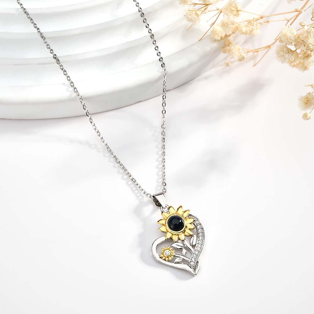 Custom Projection Necklace You are My Sunshine Sunflower Couple Gift - soufeelau