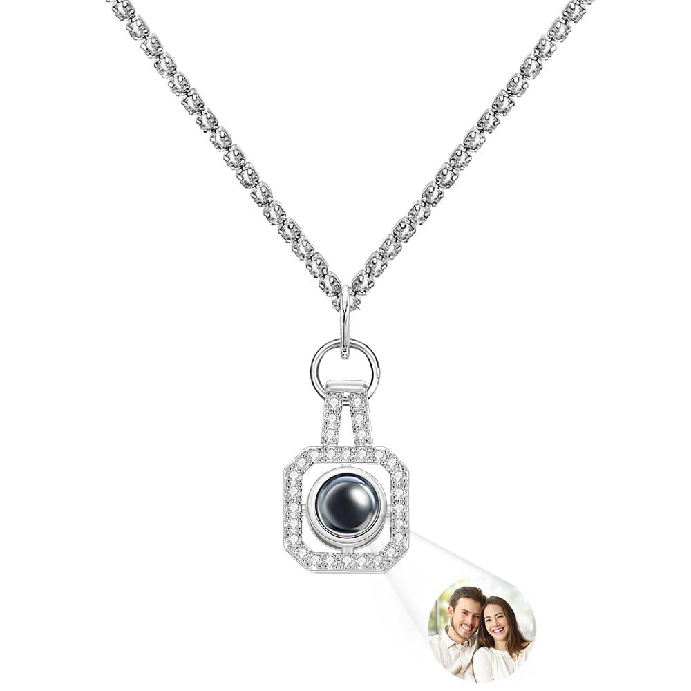 Custom Projection Necklace Heart Lock Tennis Chain Couple Gift - soufeelau