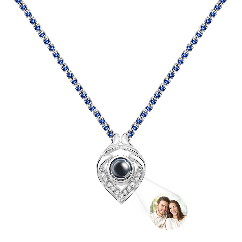 Custom Photo Projection Necklace Heart Tennis Chain Creative Gift - soufeelau
