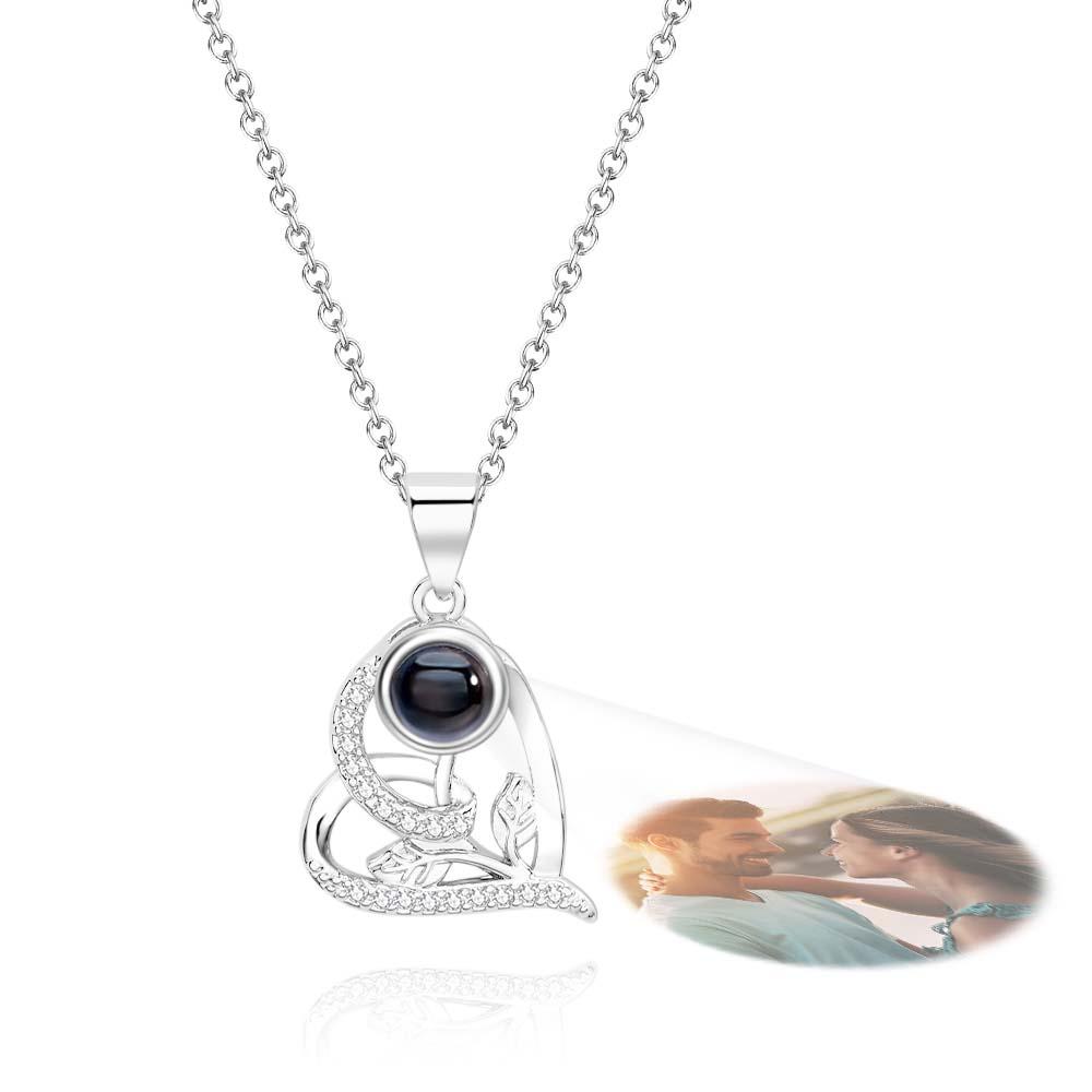 Custom Projection Necklace Leaf Heart Gift for Her - soufeelau