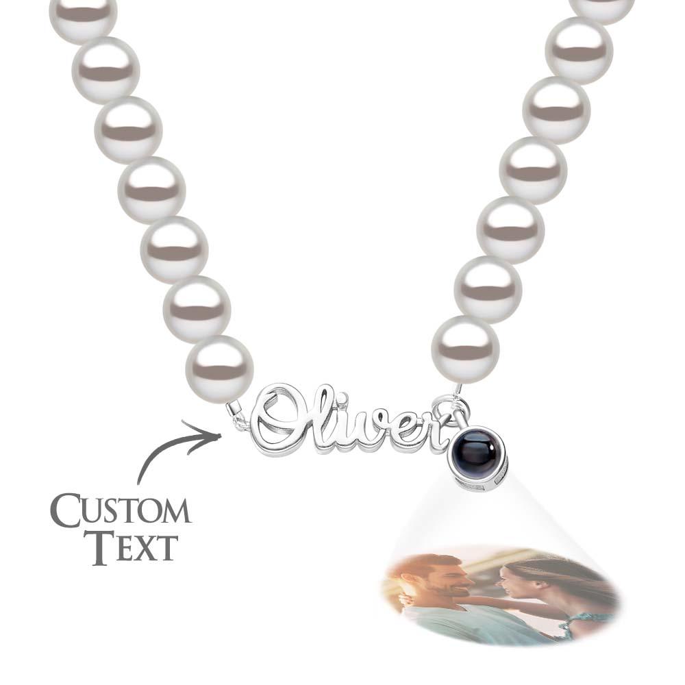Custom Name Necklace Projection Classic Pearl Chain Gift for Her - soufeelau