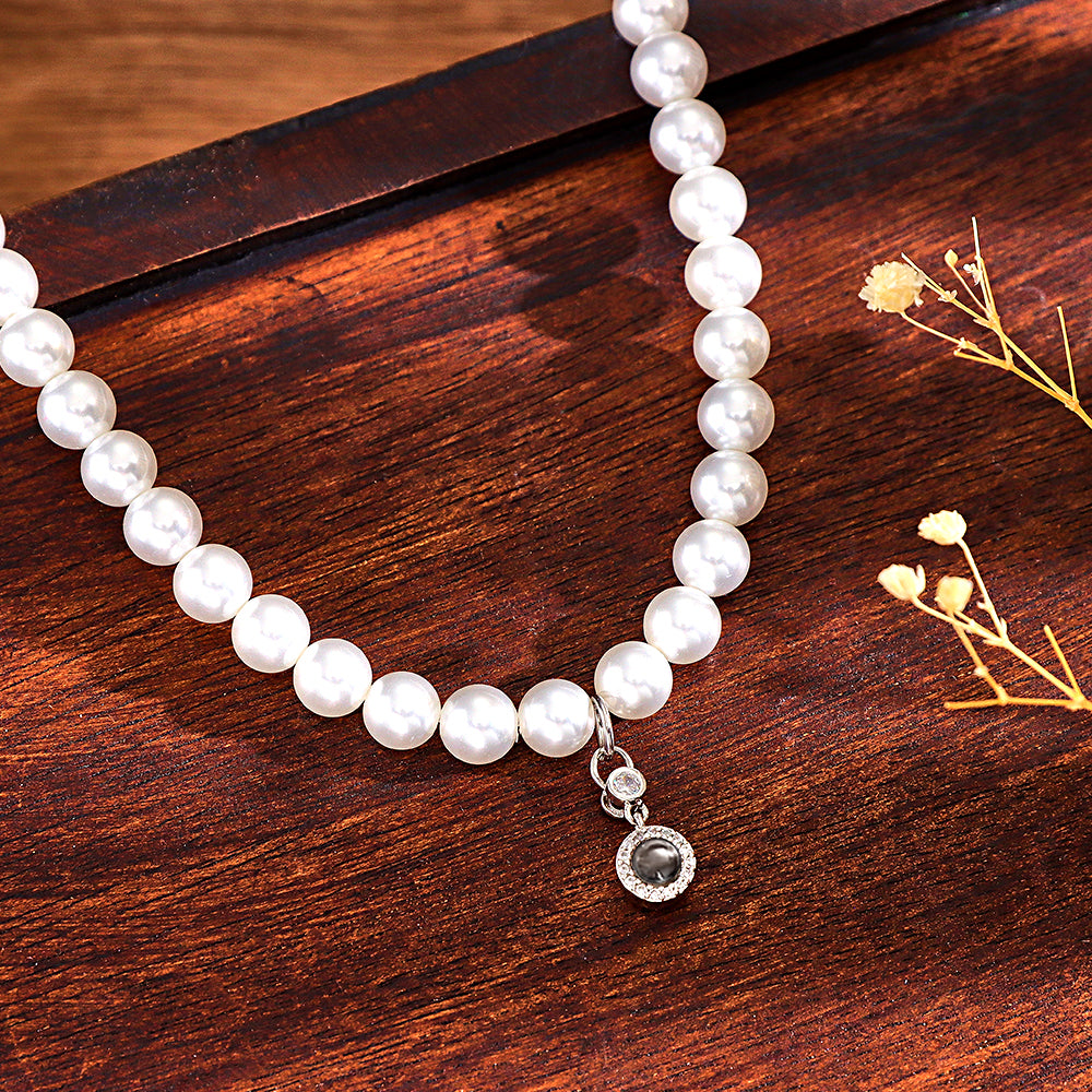 Custom Projection Necklace Romantic Pearl Swing Gift - soufeelau
